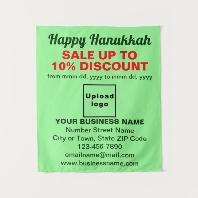 Business Hanukkah Sale on Light Green Tapestry (Front)
