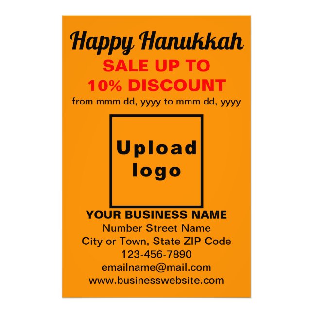 Business Hanukkah Sale on Orange Colour Photo Pape (Front)