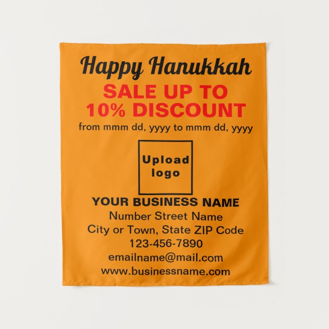 Business Hanukkah Sale on Orange Colour Tapestry (Front)