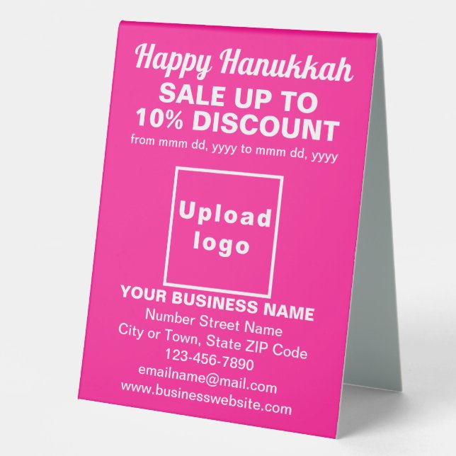 Business Hanukkah Sale on Pink Table Sign (Front)