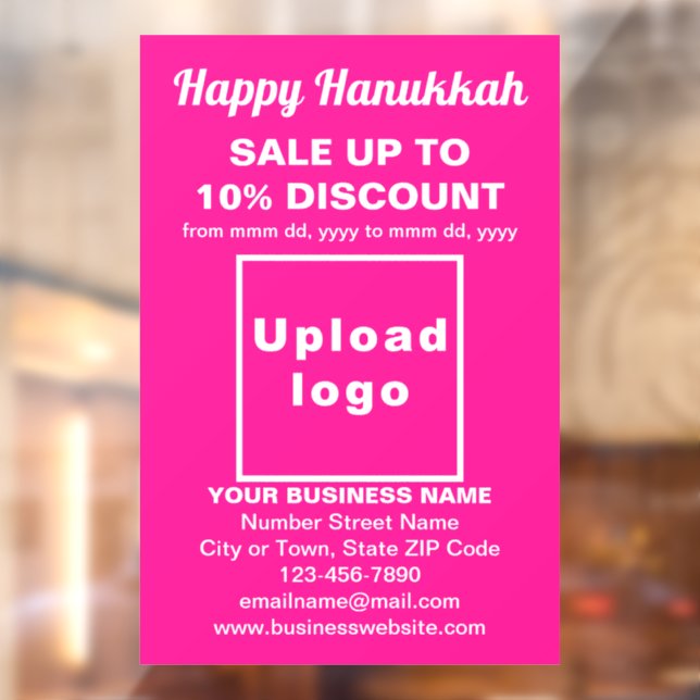 Business Hanukkah Sale on Pink Window Cling (Sheet 2)