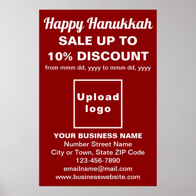 Business Hanukkah Sale on Red Poster (Front)
