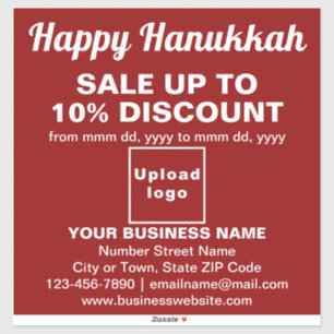 Business Hanukkah Sale on Red Vinyl Sticker