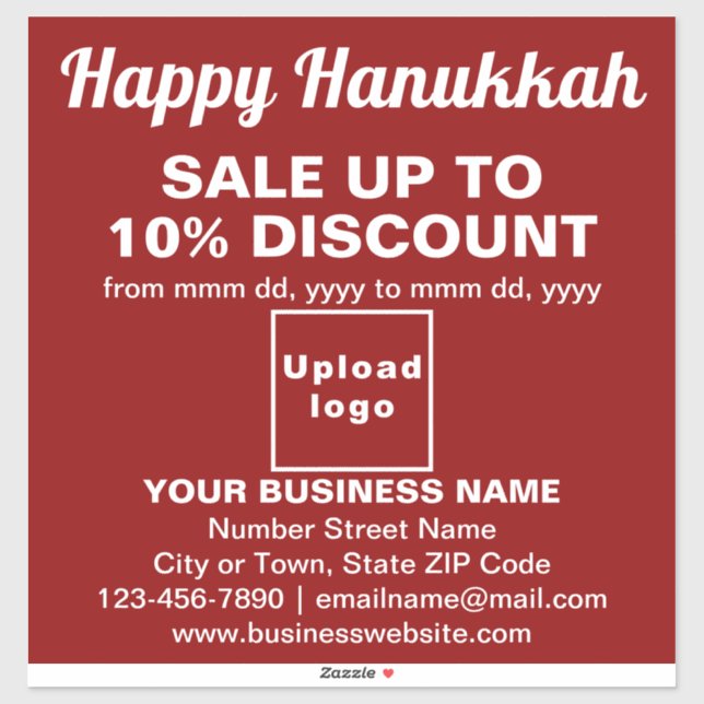 Business Hanukkah Sale on Red Vinyl Sticker (Sheet)