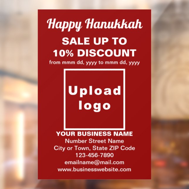 Business Hanukkah Sale on Red Window Cling (Sheet 2)