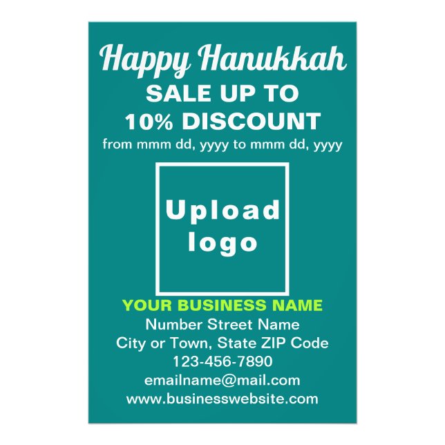 Business Hanukkah Sale on Teal Green Photo Paper (Front)