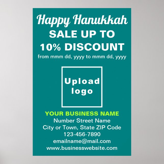 Business Hanukkah Sale on Teal Green Poster (Front)