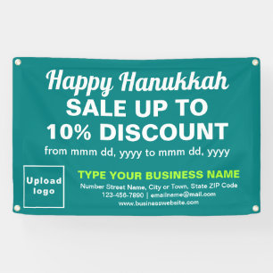 Business Hanukkah Sale on Teal Green Rectangle Banner