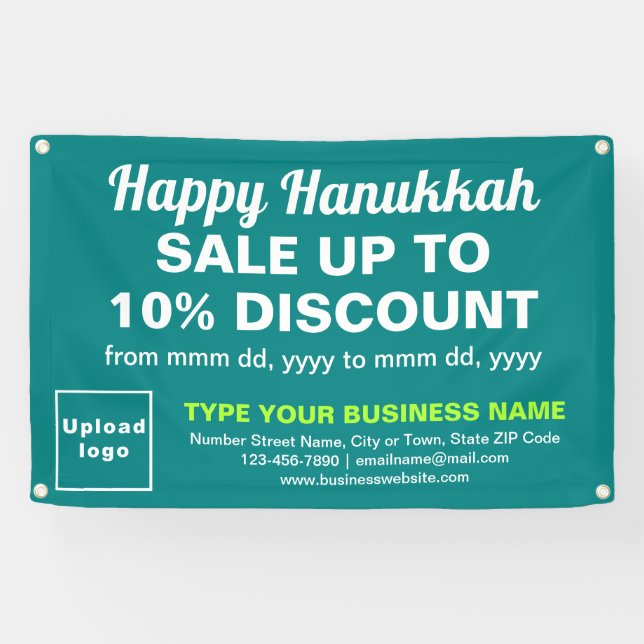 Business Hanukkah Sale on Teal Green Rectangle Banner (Horizontal)