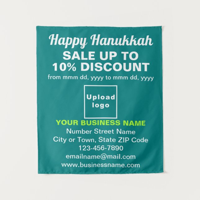 Business Hanukkah Sale on Teal Green Tapestry (Front)