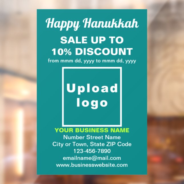 Business Hanukkah Sale on Teal Green Window Cling (Sheet 2)