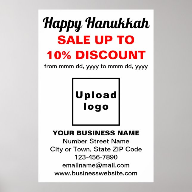Business Hanukkah Sale on White Poster (Front)