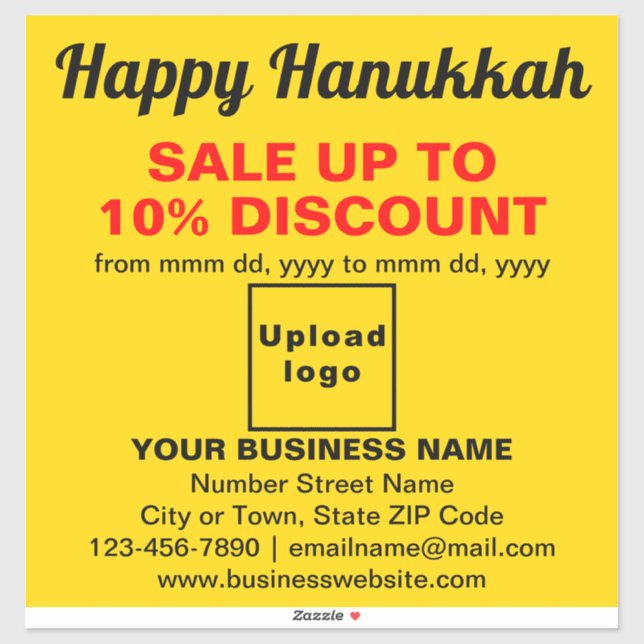 Business Hanukkah Sale on Yellow Vinyl Sticker (Sheet)