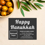 Business Hanukkah Small Black Flat Holiday Card<br><div class="desc">Happy Hanukkah! Wishing you joy, peace and blessing this festival of lights. A holiday to celebrate and to advertise also your business. Small size flat holiday card that you can customise to put your business brand and with Hanukkah greeting. Customise it and use it to greet your customers or clients...</div>