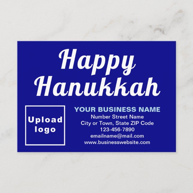 Business Hanukkah Small Blue Flat Greeting Card (Front)