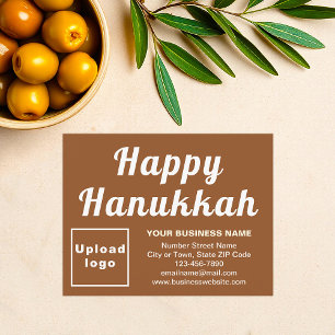 Business Hanukkah Small Brown Flat Holiday Card