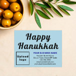 Business Hanukkah Small Light Blue Flat Holiday Card<br><div class="desc">Happy Hanukkah! Wishing you joy, peace and blessing this festival of lights. A holiday to celebrate and to advertise also your business. Small size flat holiday card that you can customise to put your business brand and with Hanukkah greeting. Customise it and use it to greet your customers or clients...</div>