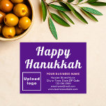 Business Hanukkah Small Purple Flat Holiday Card<br><div class="desc">Happy Hanukkah! Wishing you joy, peace and blessing this festival of lights. A holiday to celebrate and to advertise also your business. Small size flat holiday card that you can customise to put your business brand and with Hanukkah greeting. Customise it and use it to greet your customers or clients...</div>