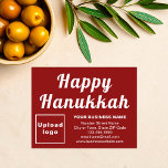 Business Hanukkah Small Red Flat Holiday Card<br><div class="desc">Happy Hanukkah! Wishing you joy, peace and blessing this festival of lights. A holiday to celebrate and to advertise also your business. Small size flat holiday card that you can customise to put your business brand and with Hanukkah greeting. Customise it and use it to greet your customers or clients...</div>