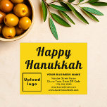Business Hanukkah Small Yellow Flat Holiday Card<br><div class="desc">Happy Hanukkah! Wishing you joy, peace and blessing this festival of lights. A holiday to celebrate and to advertise also your business. Small size flat holiday card that you can customise to put your business brand and with Hanukkah greeting. Customise it and use it to greet your customers or clients...</div>