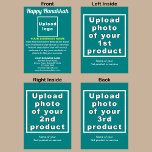 Business Hanukkah Teal Green Folded Holiday Card<br><div class="desc">Happy Hanukkah! Wishing you joy, peace and blessing this festival of lights. A holiday to celebrate this December and to advertise also your business products or services to customers or clients. Holiday to promote your brand name. Customisable Hanukkah folded holiday card that you can put your business brand, products or...</div>