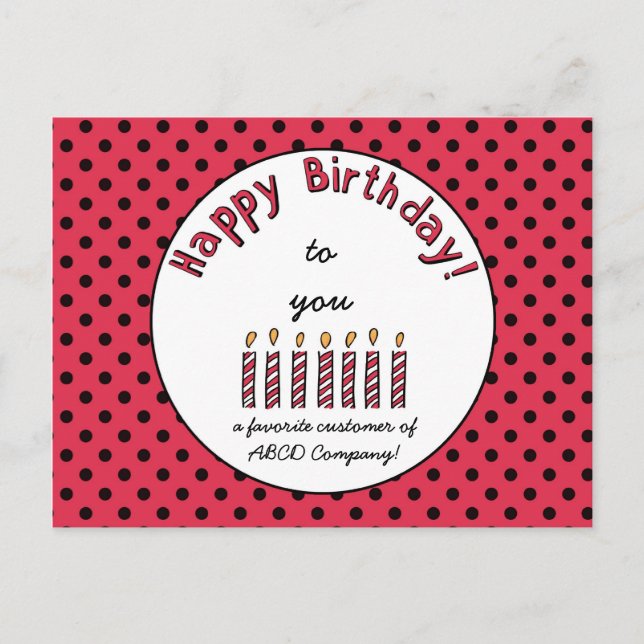 Business Happy Birthday Coupon Red Postcard (Front)