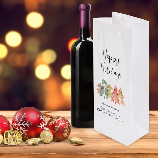 Business Happy Holidays  Corporate Christmas Wine Gift Bag (Creator Uploaded)