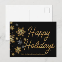 Business Happy Holidays Custom Black Gold Elegant