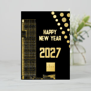Business happy New Year 2026 urban square logo Foil Holiday Card