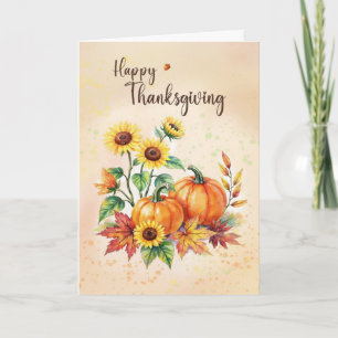 Business Happy Thanksgiving Sunflowers Pumpkins Card