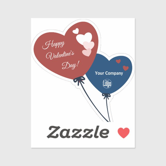 Business Happy Valentine's Day Two Heart Balloons (Sheet)