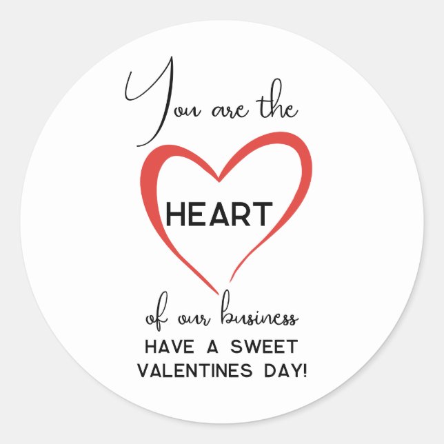 Business Heart Appreciation Client Customer Classic Round Sticker (Front)