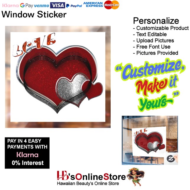 Business Heart Window Cling Sticker (Business Heart Window Cling Sticker White Background.)