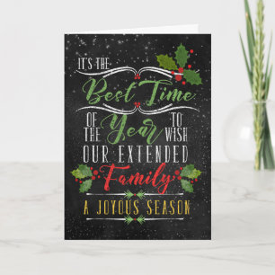 Business Holiday Chalkboard and Holly Theme Card