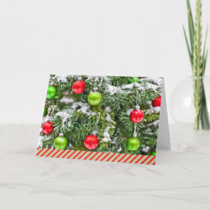 Business Holiday Christmas Ornaments Snowy Tree Card