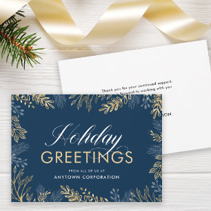 Business Holiday Greetings Gold Foliage Corporate