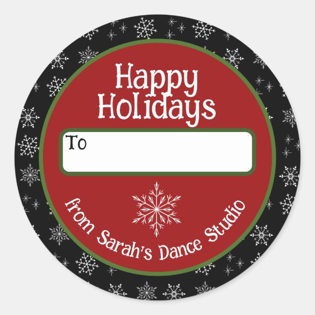 Business Holiday Sticker with Snowflakes (Front)