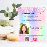 Business holographic photo qr code instagram flyer<br><div class="desc">Personalise and add your name,  address,  your text,  photo,  your own QR code to your instagram account. Blush pink,  purple,  rose gold,  mint green,  holographc bacground decorated with faux glitter sparkles.</div>