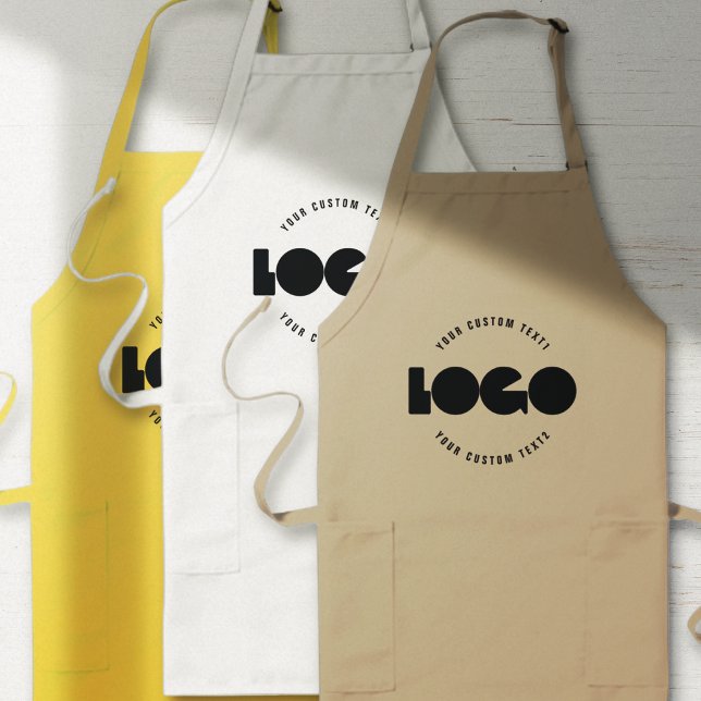 Business horizontal logo +text Custom with pockets Long Apron (Creator Uploaded)