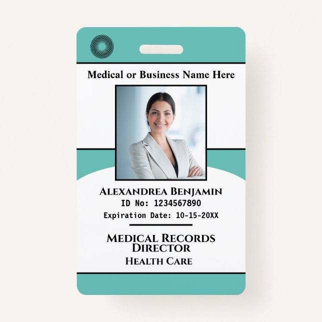 Business Hospital Medical Employee Photo Id Logo ID Badge (Front)