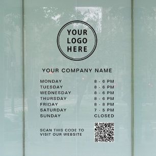 Business Hours Logo Create Your QR Code Window Cling