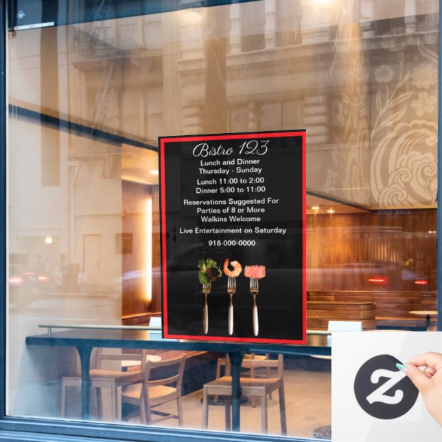  Business Hours Modern  Window Cling (Cafe Window)