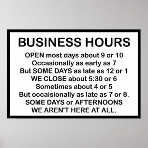 Business Hours Poster