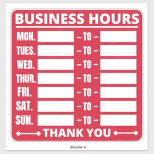 Business Hours Sign