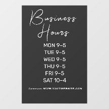 Business Hours Small Business Window Cling