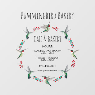 Business Hummingbird Wreath Window Cling
