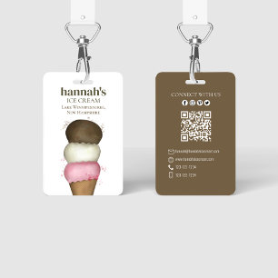 Business Ice Cream Cone QR Code Template ID Badge