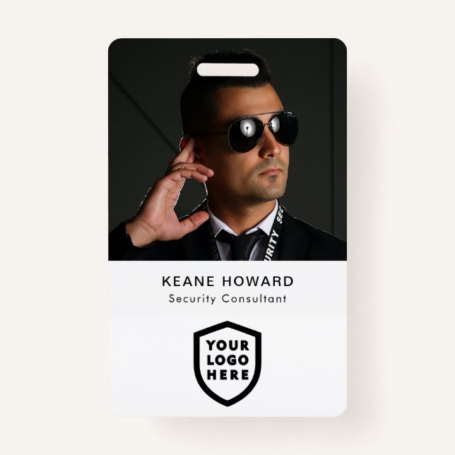Business ID Card | Modern Large Photo Employee ID Badge (Front)