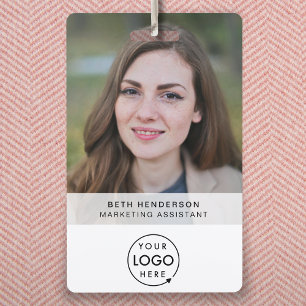Business ID Card Modern Large Photo Employee ID Badge