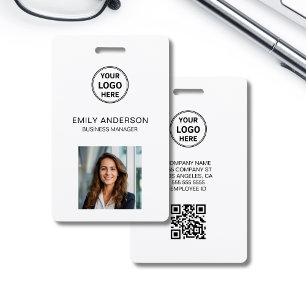 Business ID Card Qr Code Logo Photo Staff  ID Badge